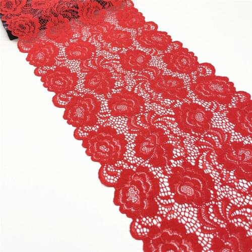 3y/lot 8 5/8" 22cm WaterMelon Red Flower Elastic Lace trim Skirt Hem Underwear Sewing Craft DIY Apparel Fabric Lace Bjd Lingerie