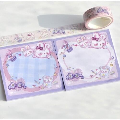 50Sheets Cream Rabbit Daily Life Writing Paper Sticky Memo Pad Message Notes Decorative Notepad PaperStationery Office Supplies