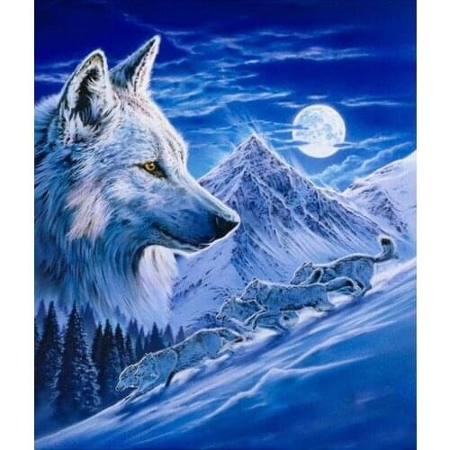 Diamond embroidery animal cross stitch crystal full square diamond sets home decorative diy diamond painting moon wolf #BR79