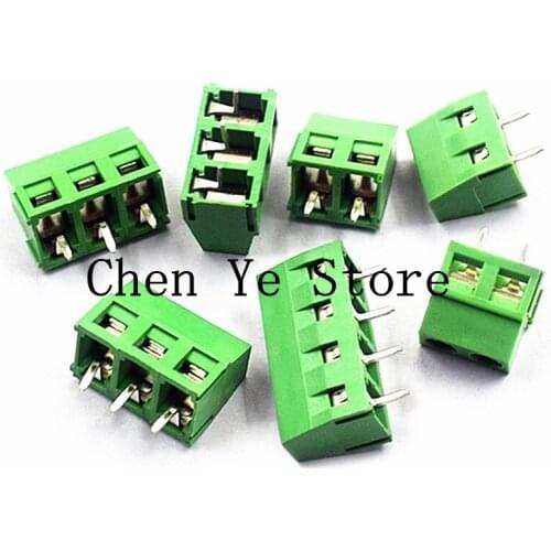 Free shipping 100Pcs KF127-5.0-2P 3P MG/MF127-5.0-2P 3Pin 5.0mm 2P 3P Screw PCB Terminal Block Connector green