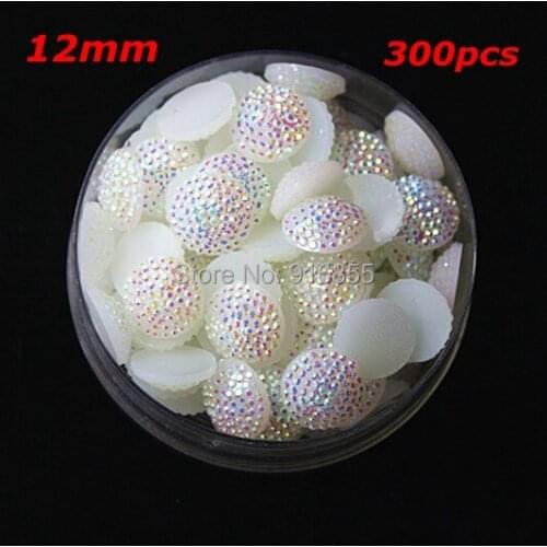 Free Shipping New 12mm 24pcs White AB Flatback Resin Round Stone Beads,Flatback Resin Rhinestone For DIY Deco