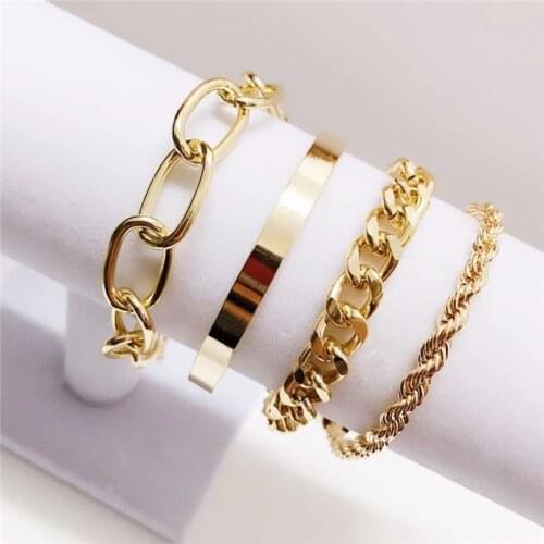 Hip-Hop Style Bracelet Men and Women Fashion Stainless Steel Bracelet High Quality Jewelry Exquisite Four-Piece Set Party Gift