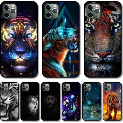 Tiger Phone Case cover For iphone 12 pro max 11 8 7 6 s XR PLUS X XS SE 2020 mini black cell shell