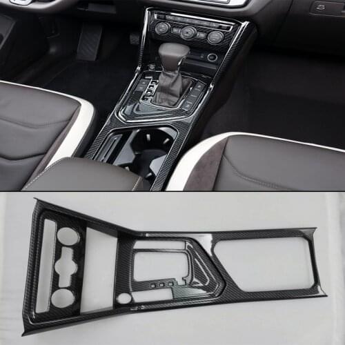 ABS Matte Overall Gear Box Cover Water Cup Frame Sequins Trim For Volkswagen VW Tiguan L 2017 2018 Interior Accessories 1pcs