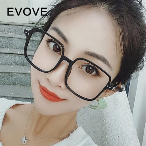 Evove 155mm Oversized Fake Glasses Frame Women Men Transparent Square Big Nerd Spectacles Eyeglasses Woman Optic Lens Eyewear