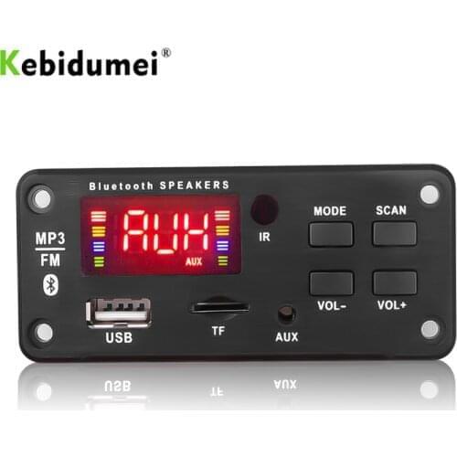 Kebidumei Hot Sale LCD Screen 12V MP3 WMA Wireless Bluetooth 5.0 Decoder Board Audio Module USB FM TF Radio AUX Input For Car