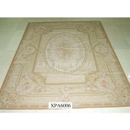 Free shipping 9'x12' French style aubusson carpets hand knotted rugs Woolen French Aubusson Rugs high quality rug