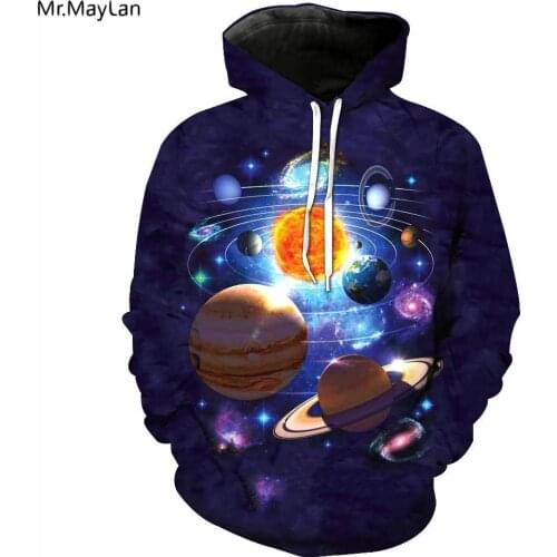 Planets 3D Print Jackets Men/Women Hipster Hiphop Streetwear Hoodies Pullovers Hood Sweatshirt Boys Outwear Coat Clothing 5XL