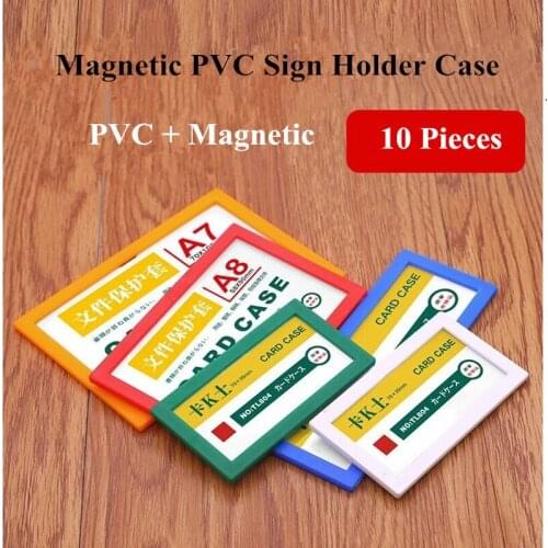 10 Pieces Magnetic Sign Card Holders Frame Magnet Board Shelf Labels Card Case Magnet Sign Holders Name Plates