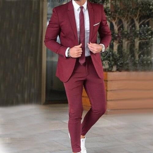 YiMinpwp Men Suits Slim Fit Notched Lapel Single Breasted Prom Suit Classic Men Suit Costume Mariage Homme 2 Piece Jacket+Pant