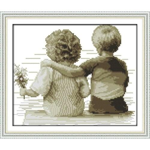 Plain Figure People Baby Counted Cross Stitch Kids 11CT Printed Handmade Cross Stitch Set Cross-stitch Kit Embroidery Needlework