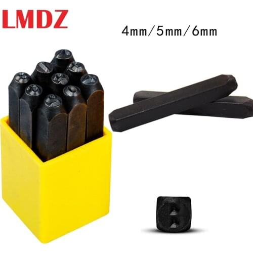 LMDZ 9Pcs Steel Stamp Letter Number Stamp Punch Set 3/4/5mm Hardened Metal Wood Leather Steel Punch Number Tool Leather Stamp