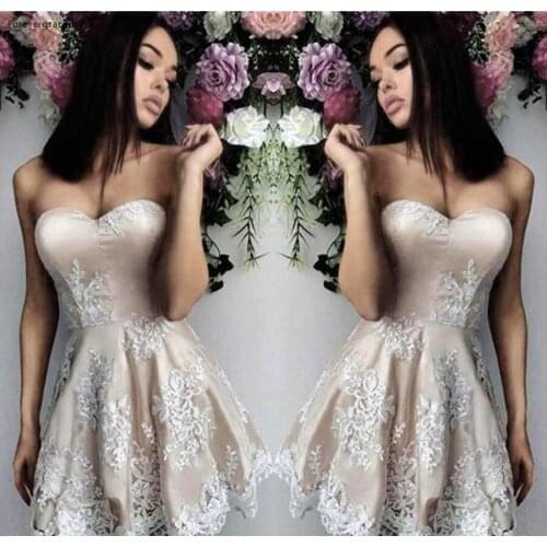 2019 Cheap Arabic Short Cocktail Dress A Line Sweetheart Juniors Sweet 15 Graduation Party Dress Plus Size