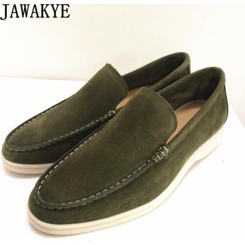 New Women Real Leather kidSuede Loafer Shoes Round Toe Slip On Penny Casual Shoes Comfortable Open Walk beige Shoes for Ladies