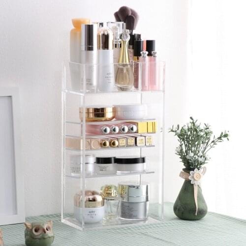 New Clear Acrylic Makeup Organizer Lipstick Makeup Brush Holder Perfume Organizer Desktop Nail Polish Stand Cosmetic Storage Box
