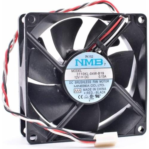 Original 3110KL-04W-B19 8cm 8025 80mm fan 80x80x25mm 12V 0.13A ultra quiet chassis power supply fan