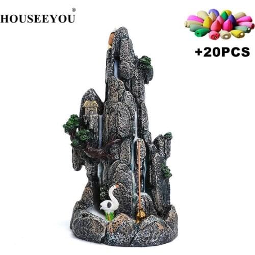 Resin High Mountain Flowing Hookah Backflow Ornamental Aromatherapy Incense Burner Creative Landscape Crafts