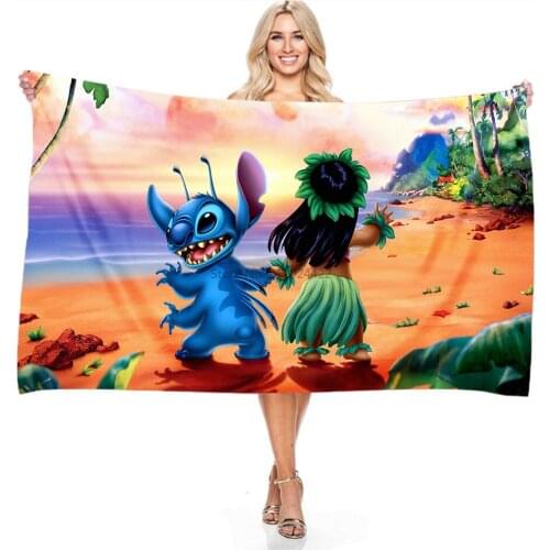 Lilo Stitch 3d Pattern Towels Adult Children Kids Cartoon Digital Printing Beach Towel Bath Towel Summer Holidays Swimming Towel