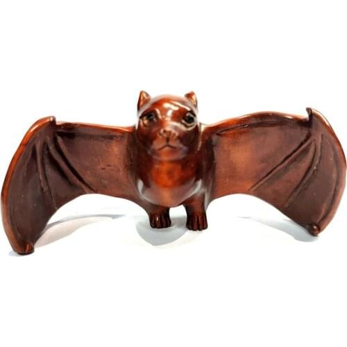 Q4405 - 2 " Hand Carved Japanese Boxwood Netsuke Figurine Carving - Pretty Bat
