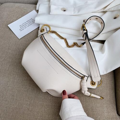 Fashion Simple Waist Fanny Pack For Women Designer Brand Solid Color High Quality Belt Purse PU Chest Ladies Crossbody Bags 2021