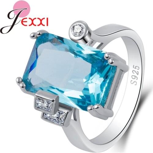 Luxury Charming Paved Micro AAAA Clear Cubic Zirconia Big Square Rings 925 Sterling Silver Modern Mothers Gift Hot Sale
