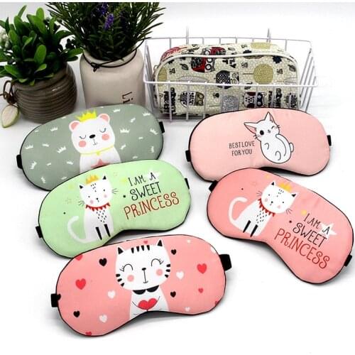 1pc Silk Sleep Mask Eyepatch Eye Cover Cotton Lovely Cartoon for Eye Travel Relax Sleeping Aid Eye Patch Shading Eye Mask