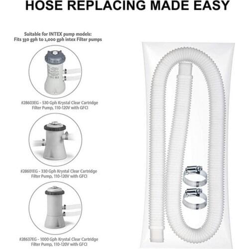 Above Ground Swimming Pool Replacement Hose with 2 Clamps 1.25x59inch