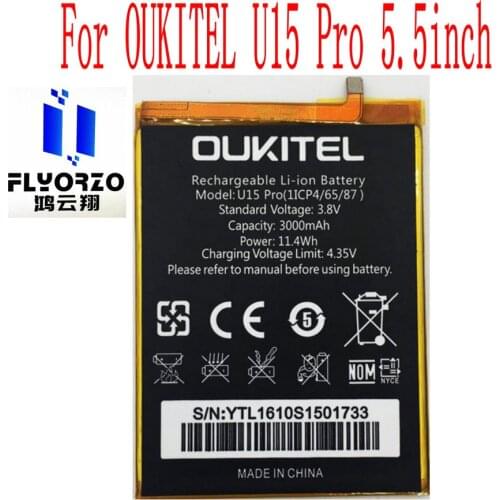Brand new original OUKITEL 3000mAh U15 Pro Battery For OUKITEL U15 Pro 5.5inch Mobile Phone