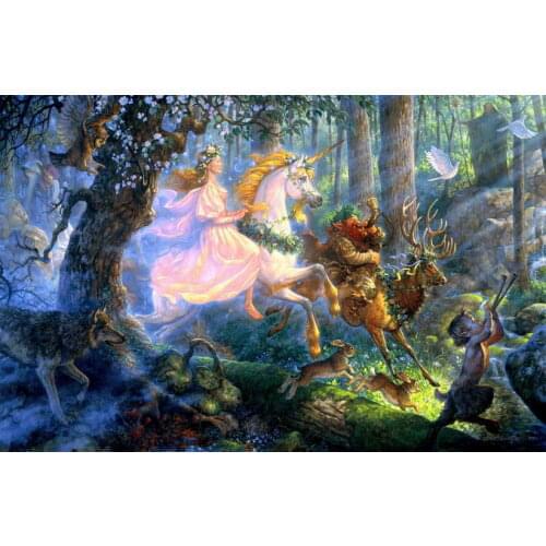 Modern Art Wall Home Decor Prints Oil Painting Canvas Forest Fantasy Of Animal Horse For Home Decoration No Frame