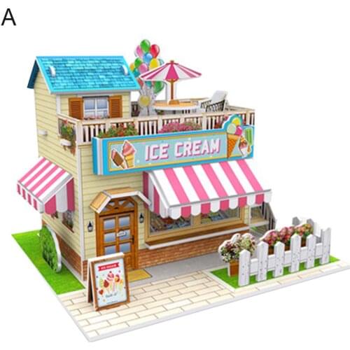 Three-Dimensional 3D Model Puzzles Handmade DIY Houses Building Blocks Mntessori Kids Educational Toys for Kid Gift