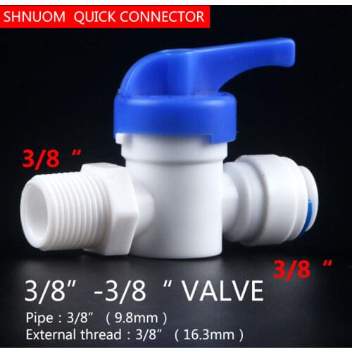 3/8" External thread 3/8" tube Inline Quick Ball Valve Backwash 9.5mm PE Pipe Fitting Switch Filter Water Reveser Osmosis System