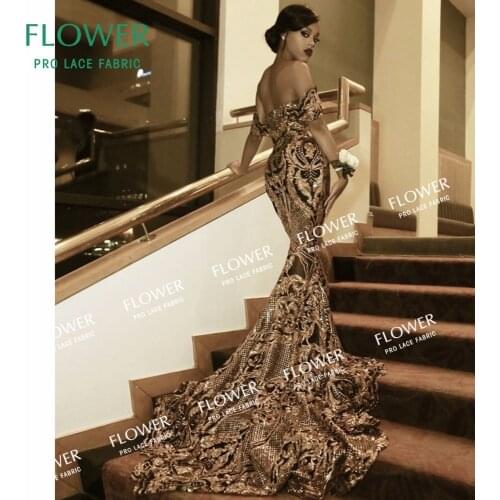 Green Flower Sequins Mesh Tulle Lace Fabrics For Indian African Women Wedding Prom Dresses Sewing Material Sequined Mesh Laces