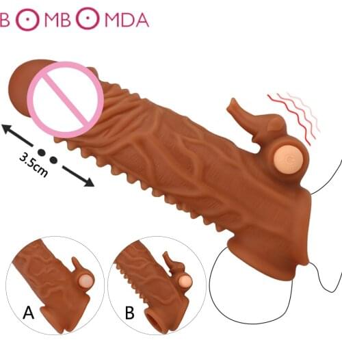 Dildo Extender Penis Enlargement Reusable Condoms Silicone Big Dotted Penis Sleeve Cock Ring With Solid Glans Delay Ejaculation