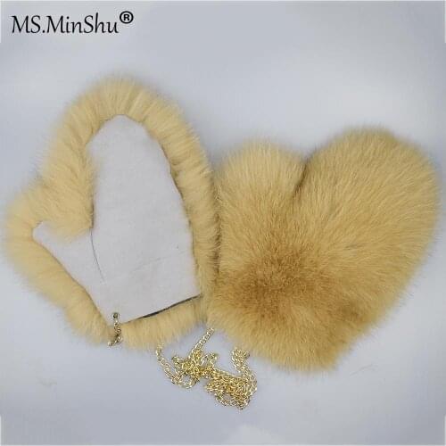 Natural Fox Fur Mittens Suede Leather Palm Genuine Fox Fur Gloves Winter Thicken Gloves Unisex Fluffy Fur Gloves gloves