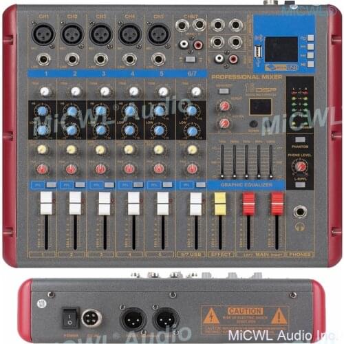 XR7 7 Channel Mixer 7 Microphones or a stereo input Bluetooth Mixing Console for Stage Karaoke Studio Home Performance Party
