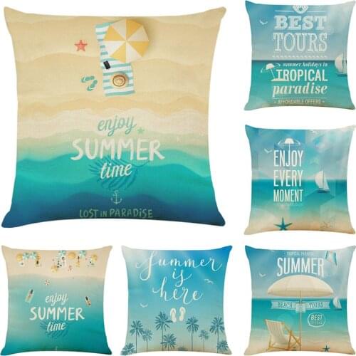 Zeroomade Summer Scenery Cotton Linen Cushion Covers Blue Sea Beach Pattern Thorw Pillowcases Covers For Home Sofa Car 45x45cm