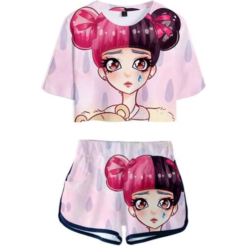 Cry Baby Melanie Martinez printed womens sportswear casual two-piece short T-shirt top shorts suit summer women