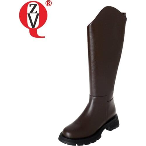 ZVQ Women winter New Style Fashion Leisure High top knight boots Side zipper Thick bottom Solid color Round Toe Comfortable