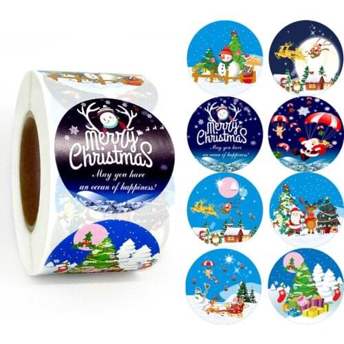 1 roll Stickers Stickers Christmas label Multiple pattern stick for kids toys christmas gift waterproof sealing stickers