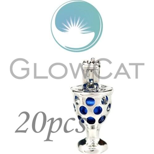 20x Silver Wine Glasses Beads Cage Perfume Diffuser Aroma Oyster Pearl Cage Locket Pendant KK958