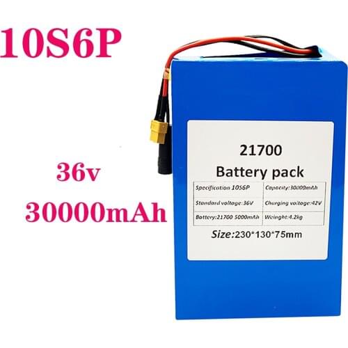 36V 30ah 21700 10S6P Electric Bicycle Battery 36V 30000mAh 1000W Lithium Battery Built-in 20A BMS Electric Bikes Motor