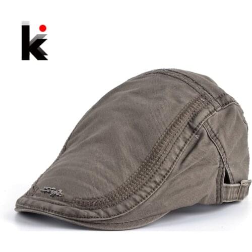 2017 Adjustable Beret Hat For Men Washed Cotton Boina Caps Women Gorras Pico De Pato Male Beret Visor Peaked Cap Masulino Boinas