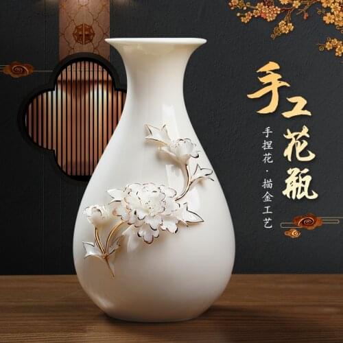 Flower arranging modern new Chinese style restoring ancient ways is light white porcelain art decoration luxury bedroom