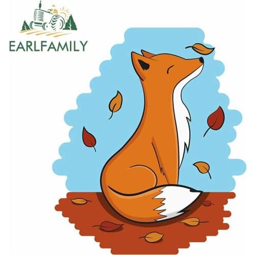 EARLFAMILY 13cm x 10.9cm for Fox in Fall Car Stickers Cartoon Windshield Motorcycle VAN Decal Refrigerator Bumper Vinyl Car Wrap