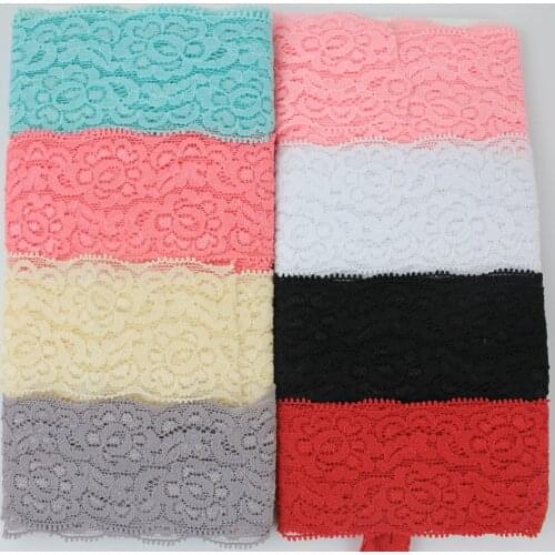 2'' 50 mm elastic embroidered lace ribbon stretch lace trimmings sewing fabric 20 yards