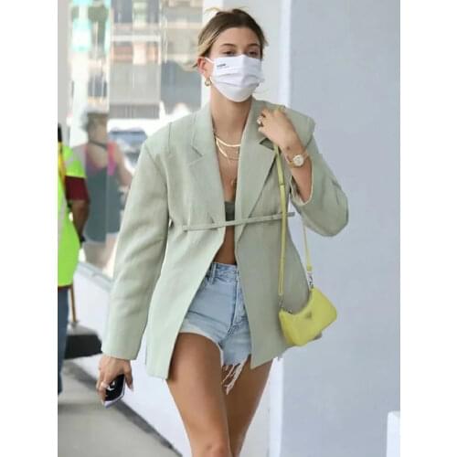 Foridol Streetwear Green Lace Up Blazer Women Autumn New Fashion Blazer Jackets Feminina Winter Coat Chaqueta Mujer