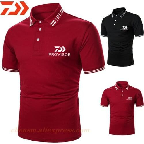 Daiwa Fishing Clothing Tshirt Men Breathable Quick Dry Fishing Clothes Outdoor Sport Men Short Sleeve Polo Tee Fishing T Shirt