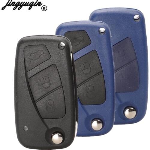 Jingyuqin 2/3 Buttons Flip Remote Key Shell For Fiat Punto Ducato Stilo Panda Idea Doblo Bravo Keyless Fob Case Car Alarm Cover