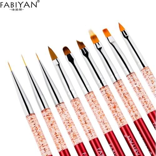 Thin line Brushes Acrylic 3D Tips Builder Extension Pen Powder Nail Art Gradient Design Flower Painting Dotting 9Styles