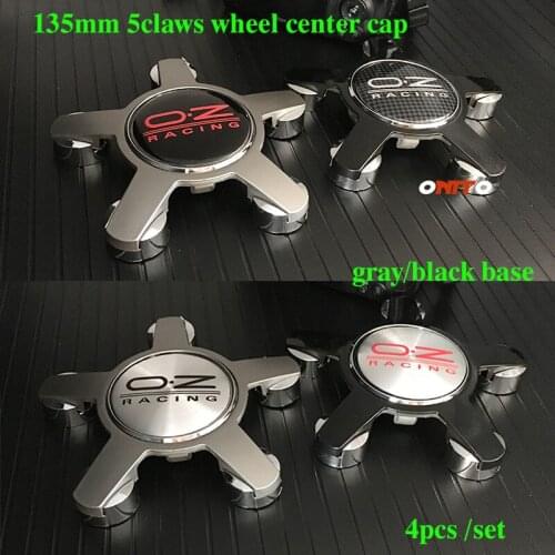 4PCS OZ Racing Oz Logo 135mm 5claws Auto Car Wheel Rim Center Cap Car Accessorie Chrome Gray/black Base Car Wheel Hub Cap Covers
